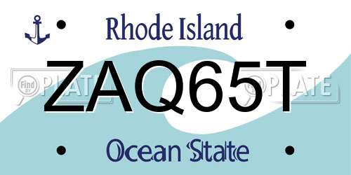 ZAQ65T Rhode Island License Plate