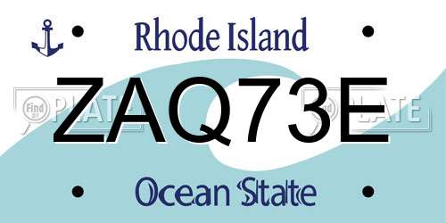 ZAQ73E Rhode Island License Plate