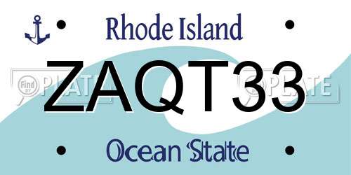 ZAQT33 Rhode Island License Plate