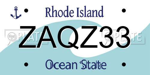 ZAQZ33 Rhode Island License Plate