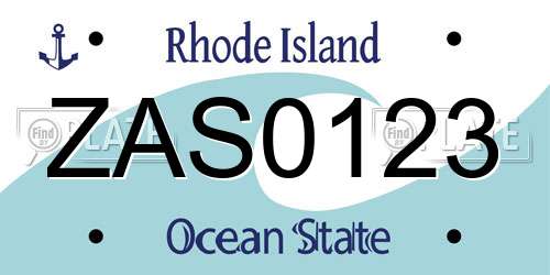 ZAS0123 Rhode Island License Plate