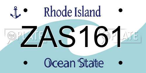 ZAS161 Rhode Island License Plate
