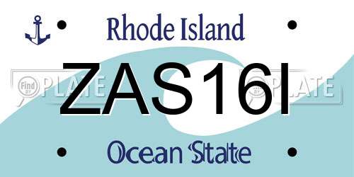 ZAS16I Rhode Island License Plate