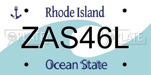 ZAS46L Rhode Island License Plate
