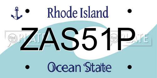 ZAS51P Rhode Island License Plate