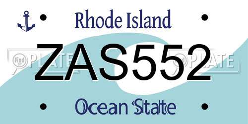 ZAS552 Rhode Island License Plate