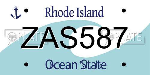 ZAS587 Rhode Island License Plate