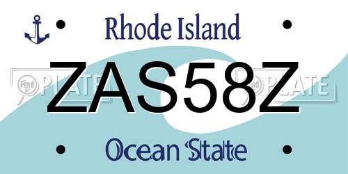 ZAS58Z Rhode Island License Plate