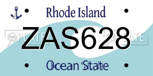 ZAS628 Rhode Island License Plate