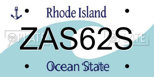ZAS62S Rhode Island License Plate