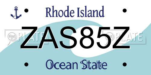 ZAS85Z Rhode Island License Plate