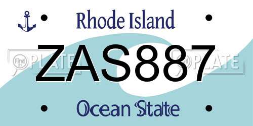 ZAS887 Rhode Island License Plate