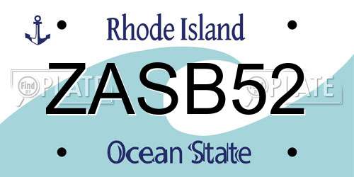 ZASB52 Rhode Island License Plate