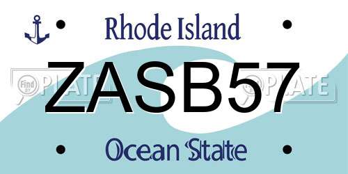 ZASB57 Rhode Island License Plate