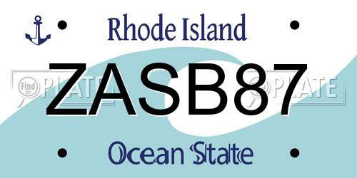 ZASB87 Rhode Island License Plate