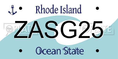 ZASG25 Rhode Island License Plate