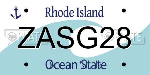 ZASG28 Rhode Island License Plate
