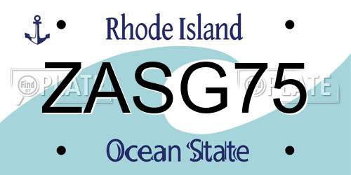 ZASG75 Rhode Island License Plate