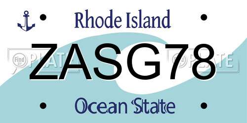 ZASG78 Rhode Island License Plate