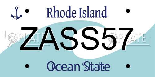 ZASS57 Rhode Island License Plate