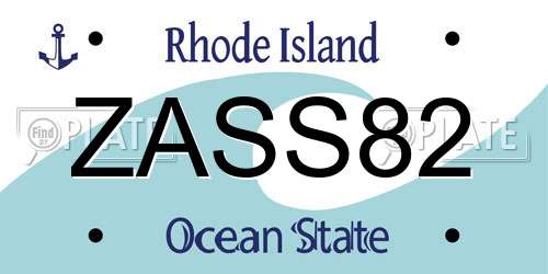 ZASS82 Rhode Island License Plate