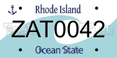 ZAT0042 Rhode Island License Plate