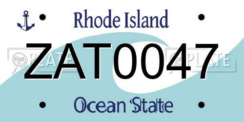 ZAT0047 Rhode Island License Plate