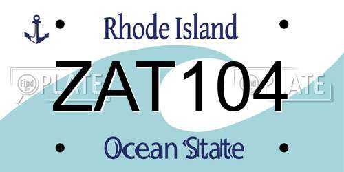 ZAT104 Rhode Island License Plate