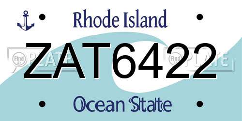 ZAT6422 Rhode Island License Plate