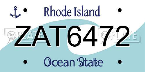 ZAT6472 Rhode Island License Plate