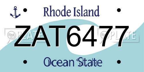 ZAT6477 Rhode Island License Plate