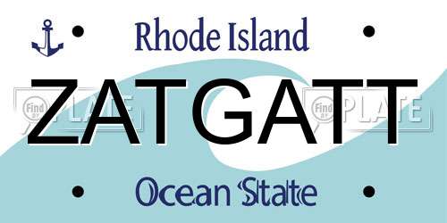 ZATGATT Rhode Island License Plate