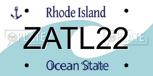 ZATL22 Rhode Island License Plate