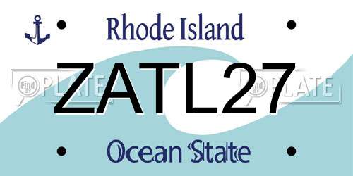 ZATL27 Rhode Island License Plate