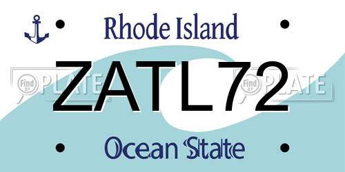 ZATL72 Rhode Island License Plate