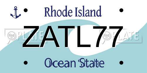 ZATL77 Rhode Island License Plate