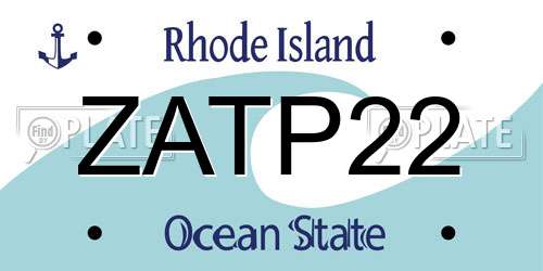 ZATP22 Rhode Island License Plate