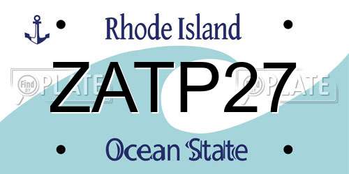 ZATP27 Rhode Island License Plate