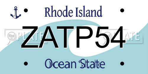 ZATP54 Rhode Island License Plate