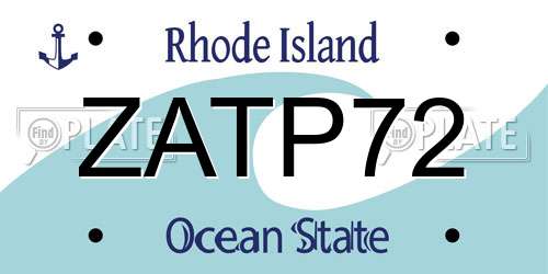 ZATP72 Rhode Island License Plate