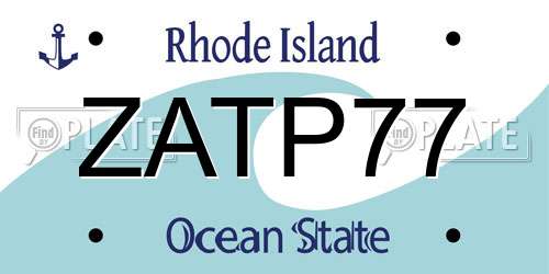 ZATP77 Rhode Island License Plate