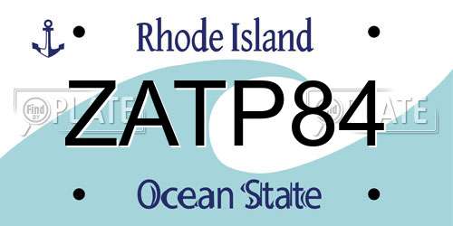 ZATP84 Rhode Island License Plate