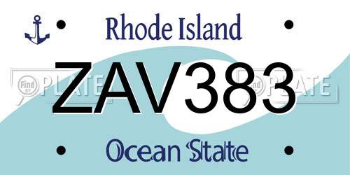 ZAV383 Rhode Island License Plate