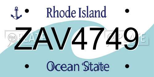 ZAV4749 Rhode Island License Plate