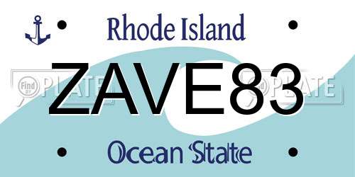 ZAVE83 Rhode Island License Plate