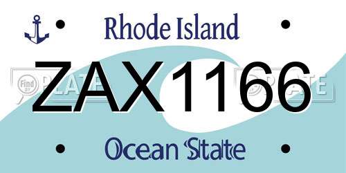 ZAX1166 Rhode Island License Plate
