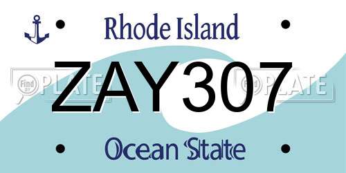 ZAY307 Rhode Island License Plate