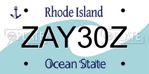 ZAY30Z Rhode Island License Plate