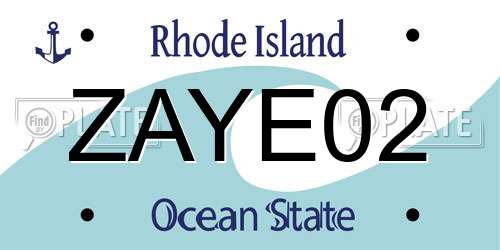 ZAYE02 Rhode Island License Plate