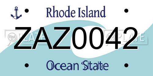 ZAZ0042 Rhode Island License Plate
